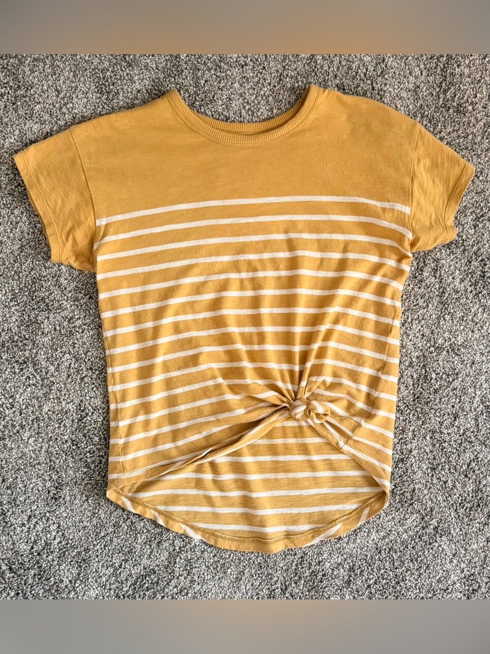 Madewell Yellow & White Striped Tie-Front Tee